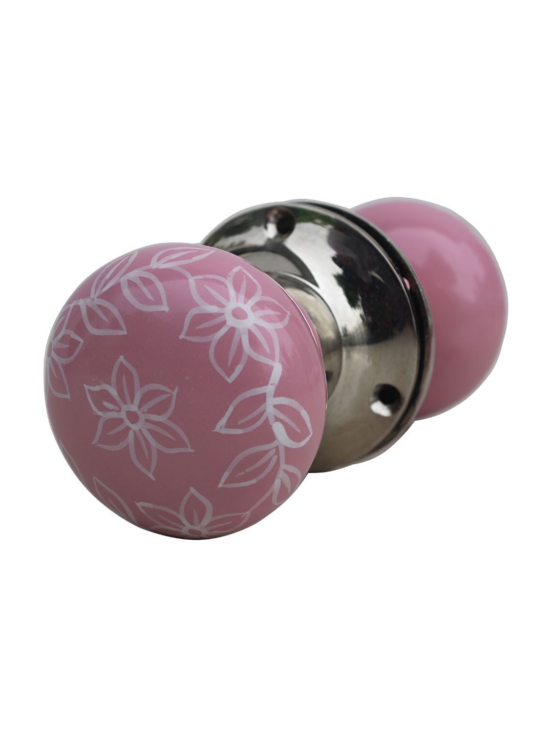 Indianshelf Pink & White Printed Door Mortice Handles