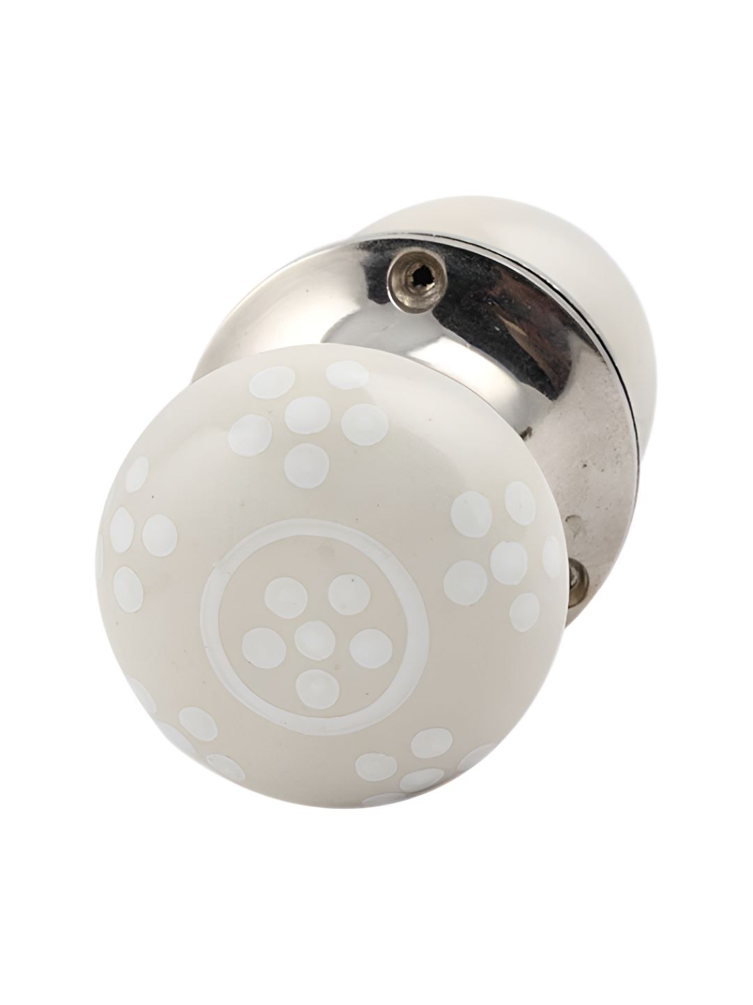 Indianshelf Cream & White Dot Printed Door Handle
