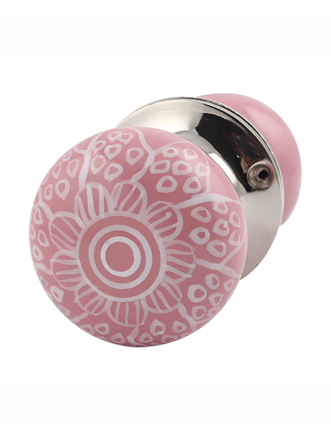 Indianshelf Pink & White Flower Printed Door Handle
