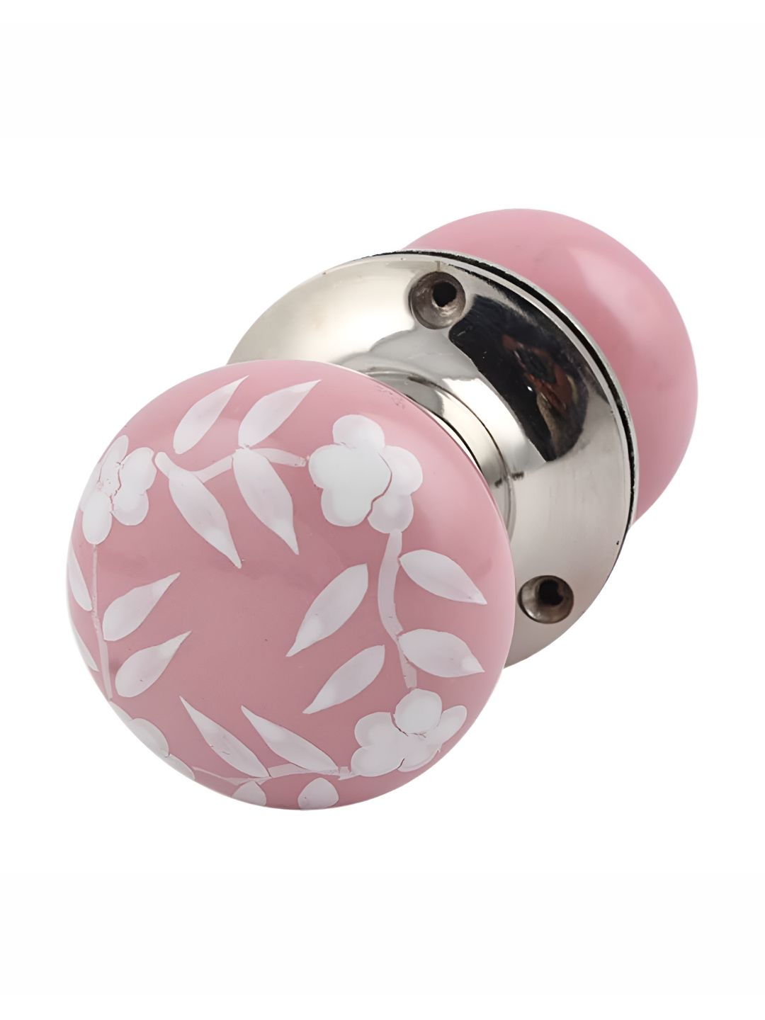 Indianshelf Pink & White Floral Printed Door Handle