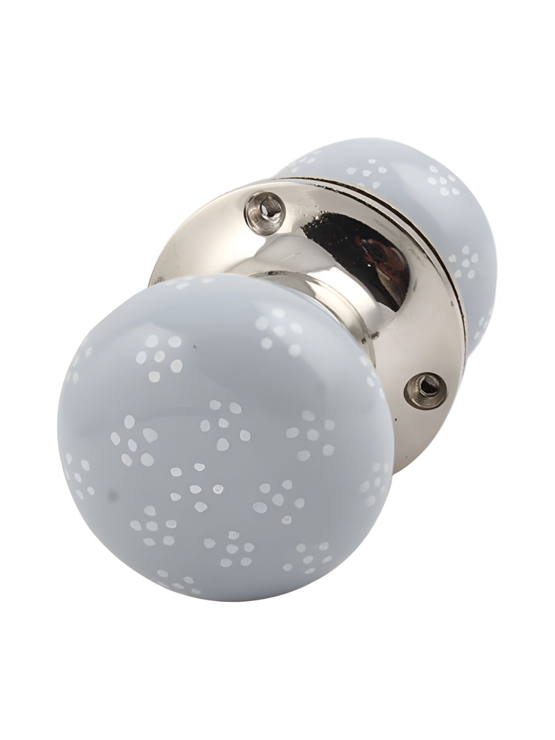 Indianshelf Grey & White Flower Printed Door Handle