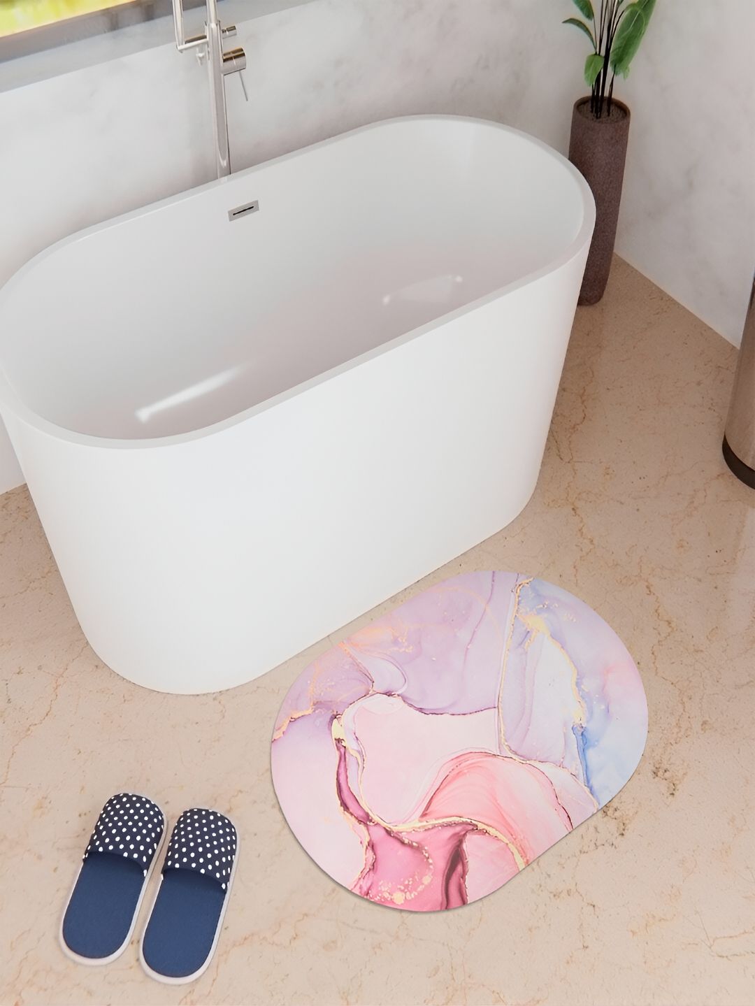 Kuber Industries Pink Anti-Skid Bath Rug