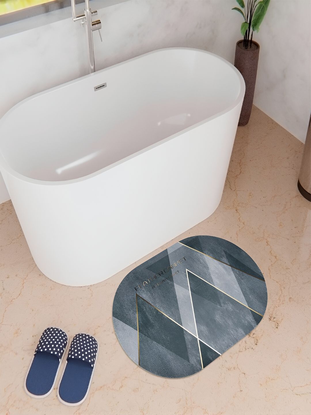 Kuber Industries Grey Anti-Skid Bath Rug