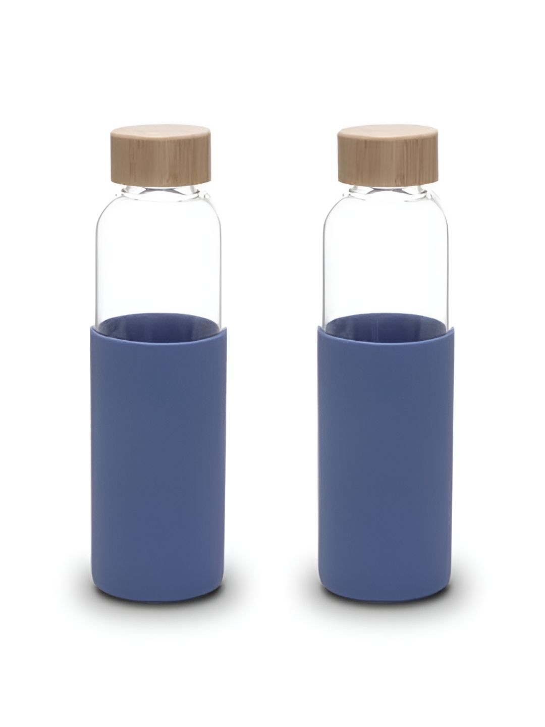 UMAI Blue Solid Glass Spill Proof 2 Piece Water Bottle - 550ml