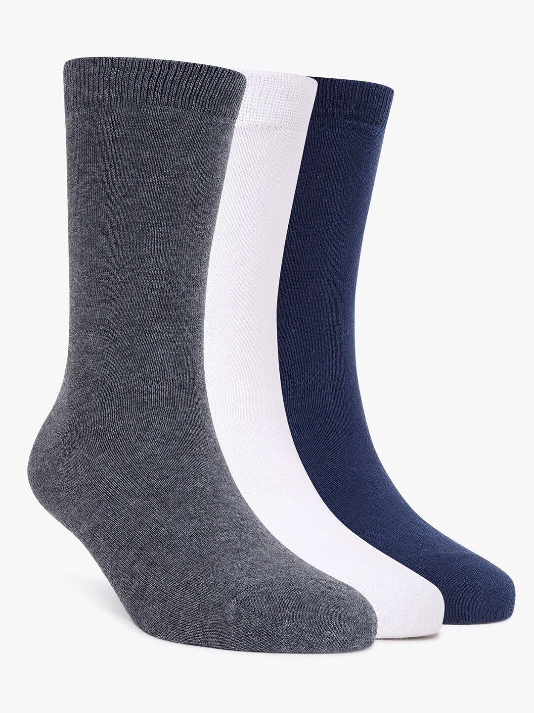 TOFFCRAFT Men Pack Of 3 Cotton Anti-Odour Crew-Length Socks