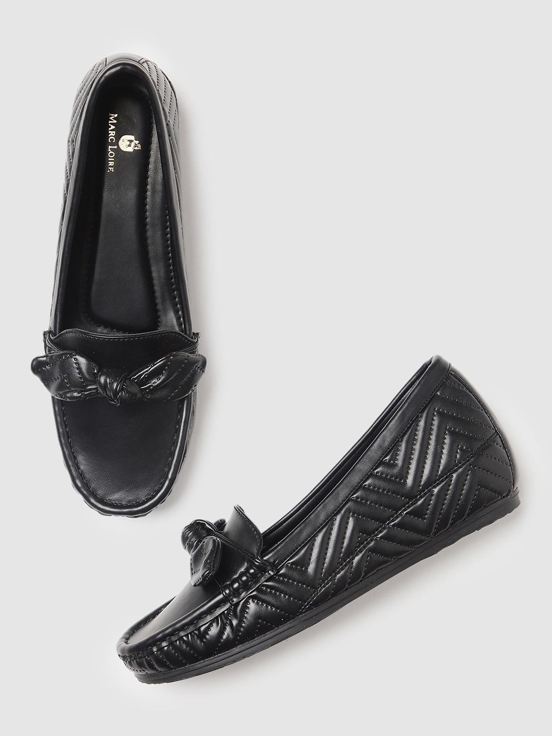 Marc Loire Women Textured Bow Detailed Loafers
