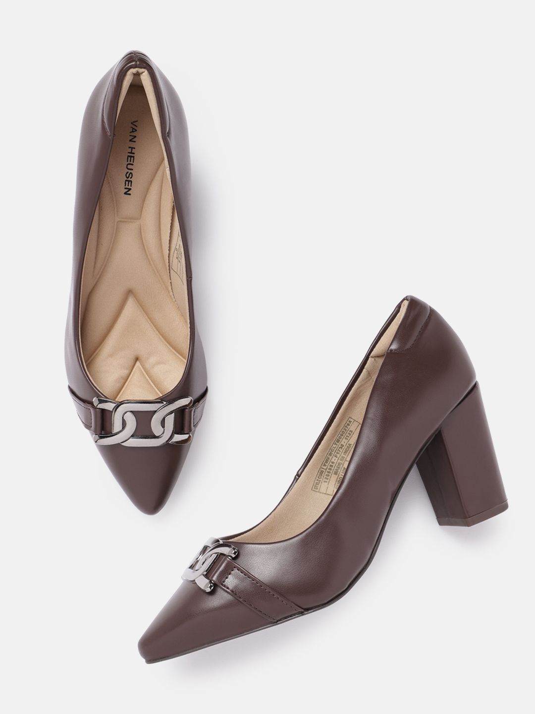 Van Heusen Metallic Detail Block Heel Pumps