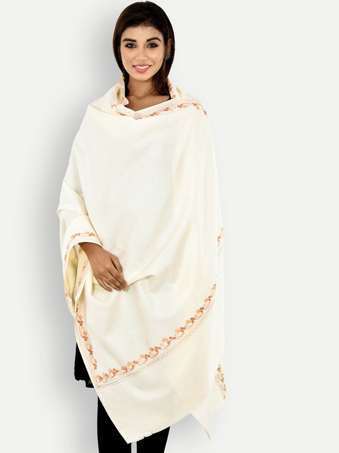 BAISA Women Paisley Embroidered Woollen Shawl