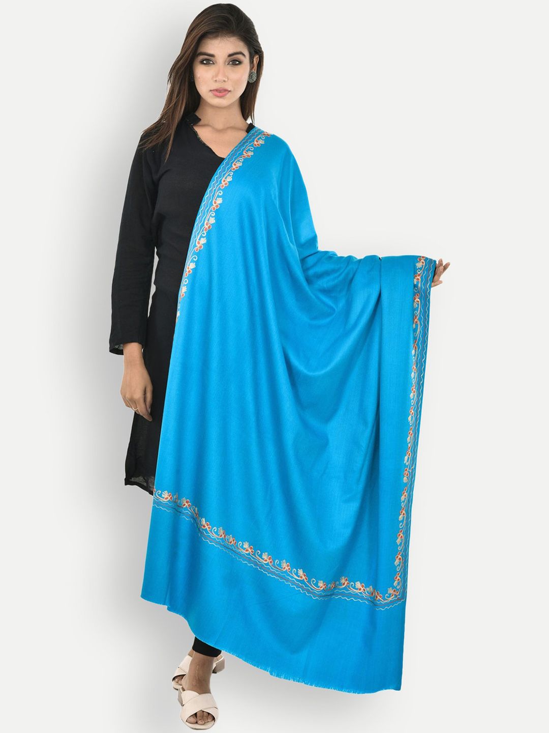 BAISA Paisley Embroidered Pure Wool Shawl