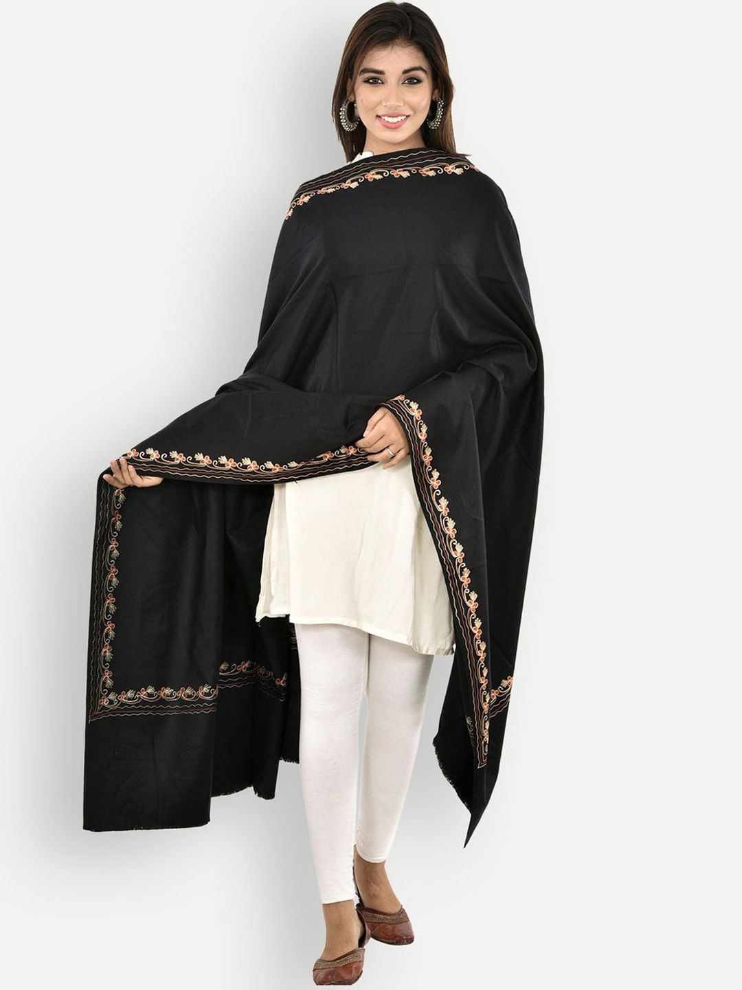 BAISA Women Paisley Embroidered Woollen Shawl