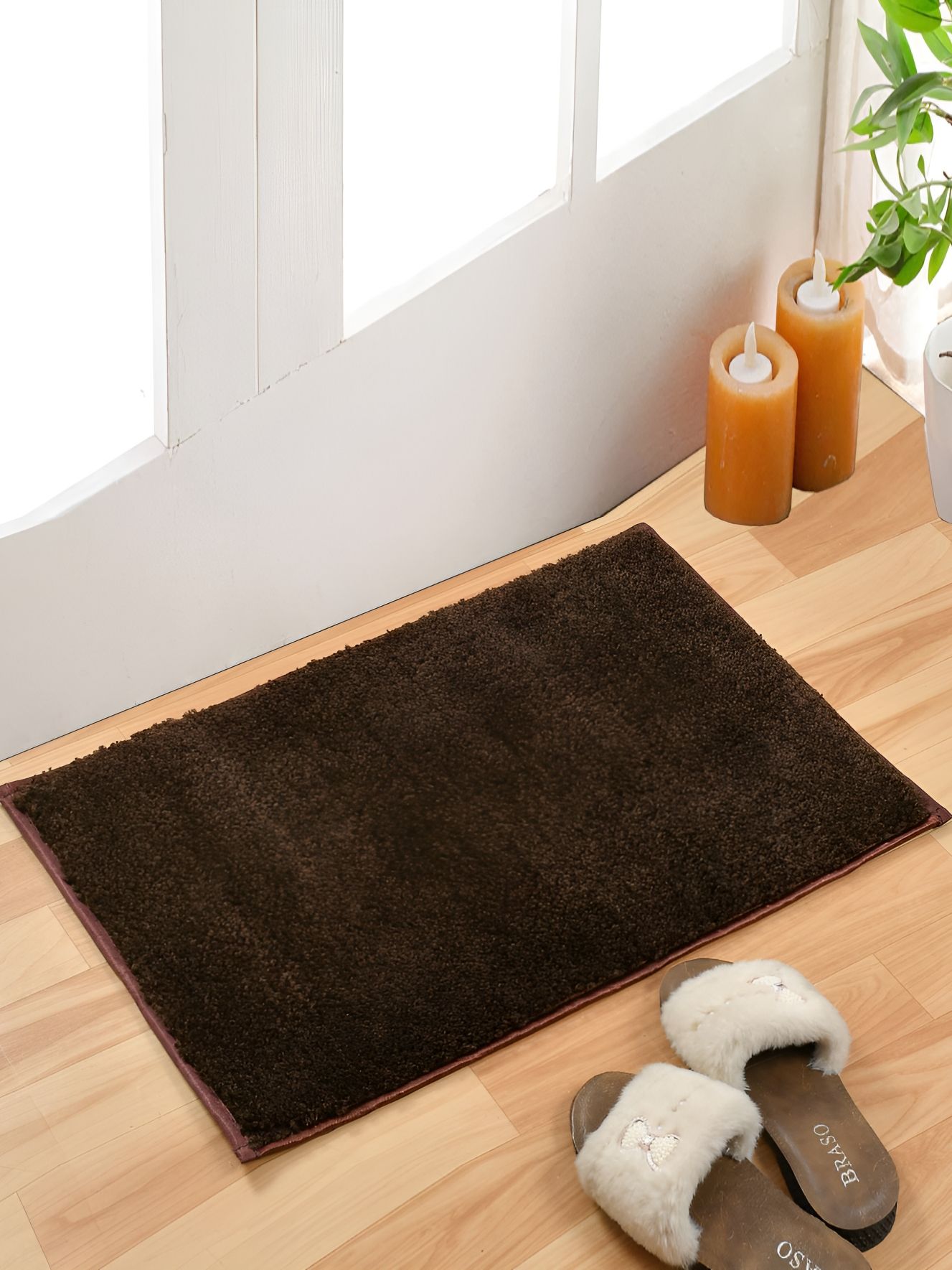 Furnistitchs Coffee Brown Super Absorbent Anti-Skid 2000 GSM Microfibre Bath Rug