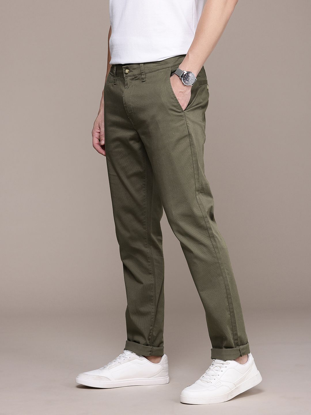Nautica Men Textured Slim Fit Chinos Trousers