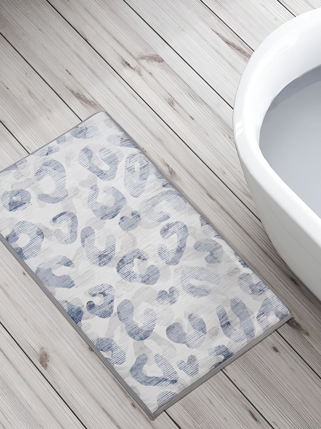 Home Centre Buttercup Zenith Blue & Grey Printed 240 GSM Bath Rug