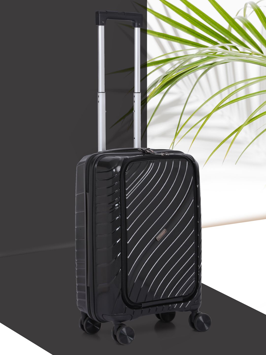 Teakwood Leathers Textured 13-Inch Laptop Hard-Sided Cabin-Sized Trolley Bag 38L