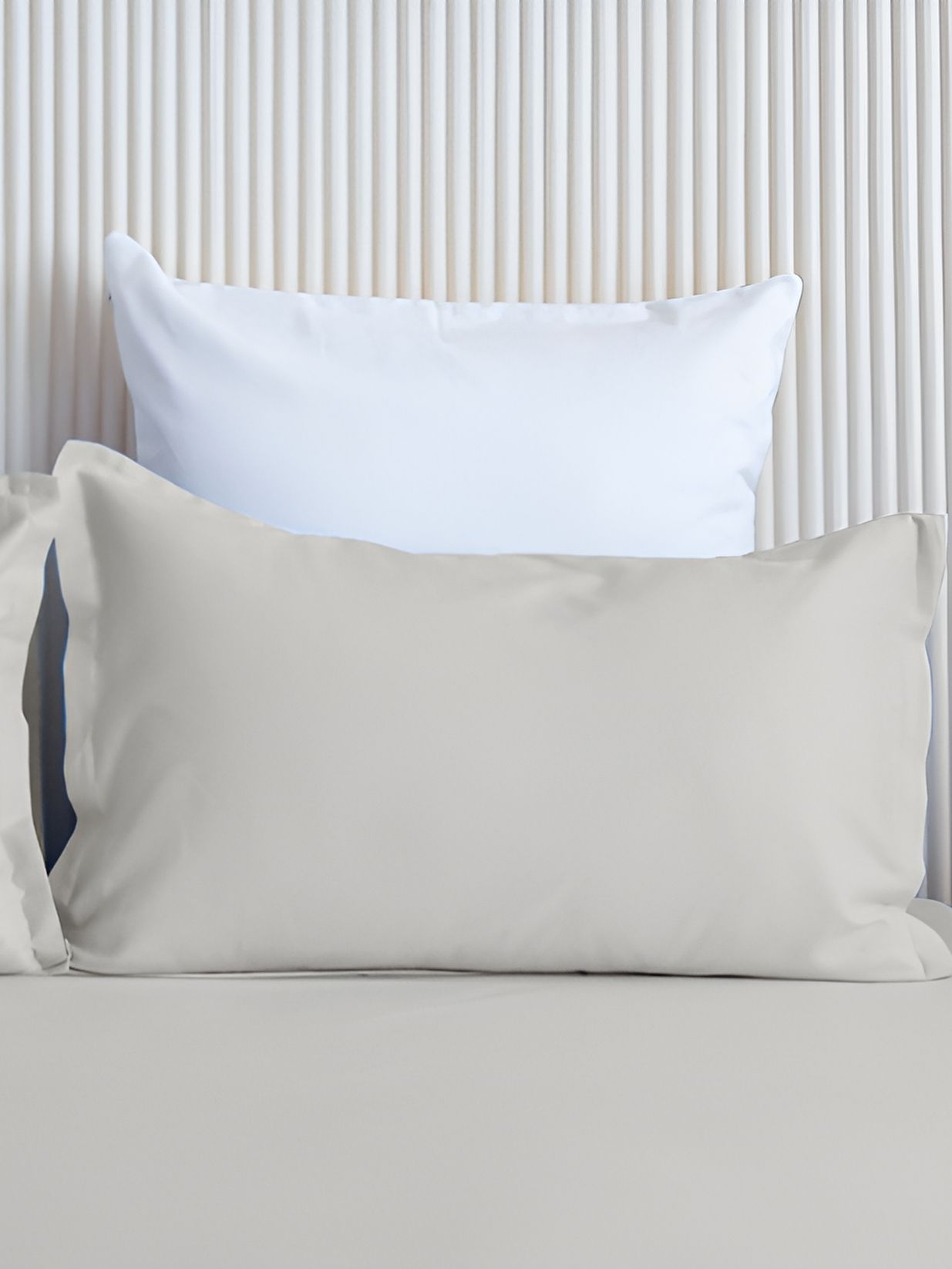 HOMEMONDE HOMEMONDE Grey 2 Pieces Solid Pure Cotton Rectangle Pillow Covers