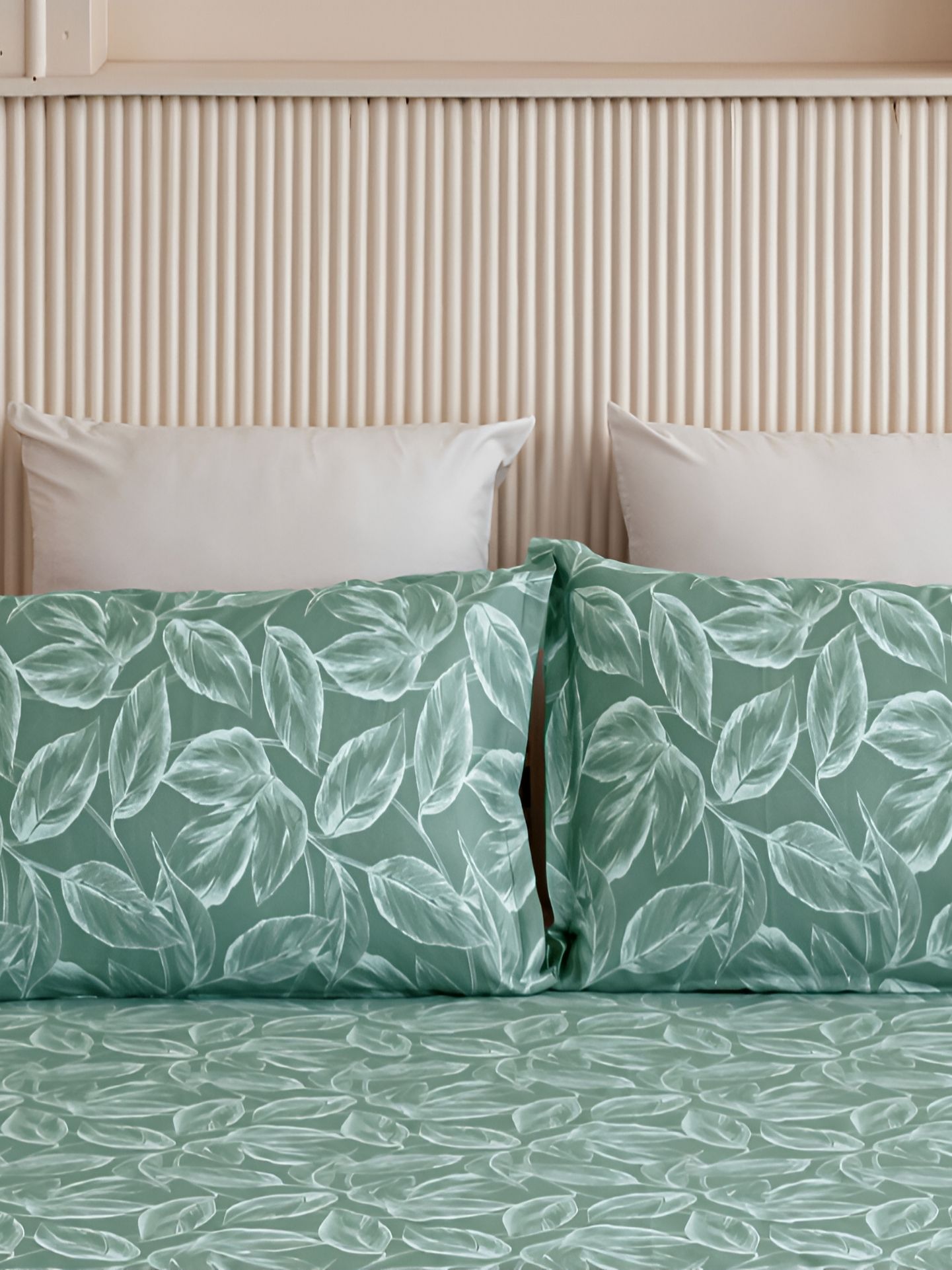 HOMEMONDE HOMEMONDE Blue & White 2 Pieces Printed Pure Cotton Rectangle Pillow Covers