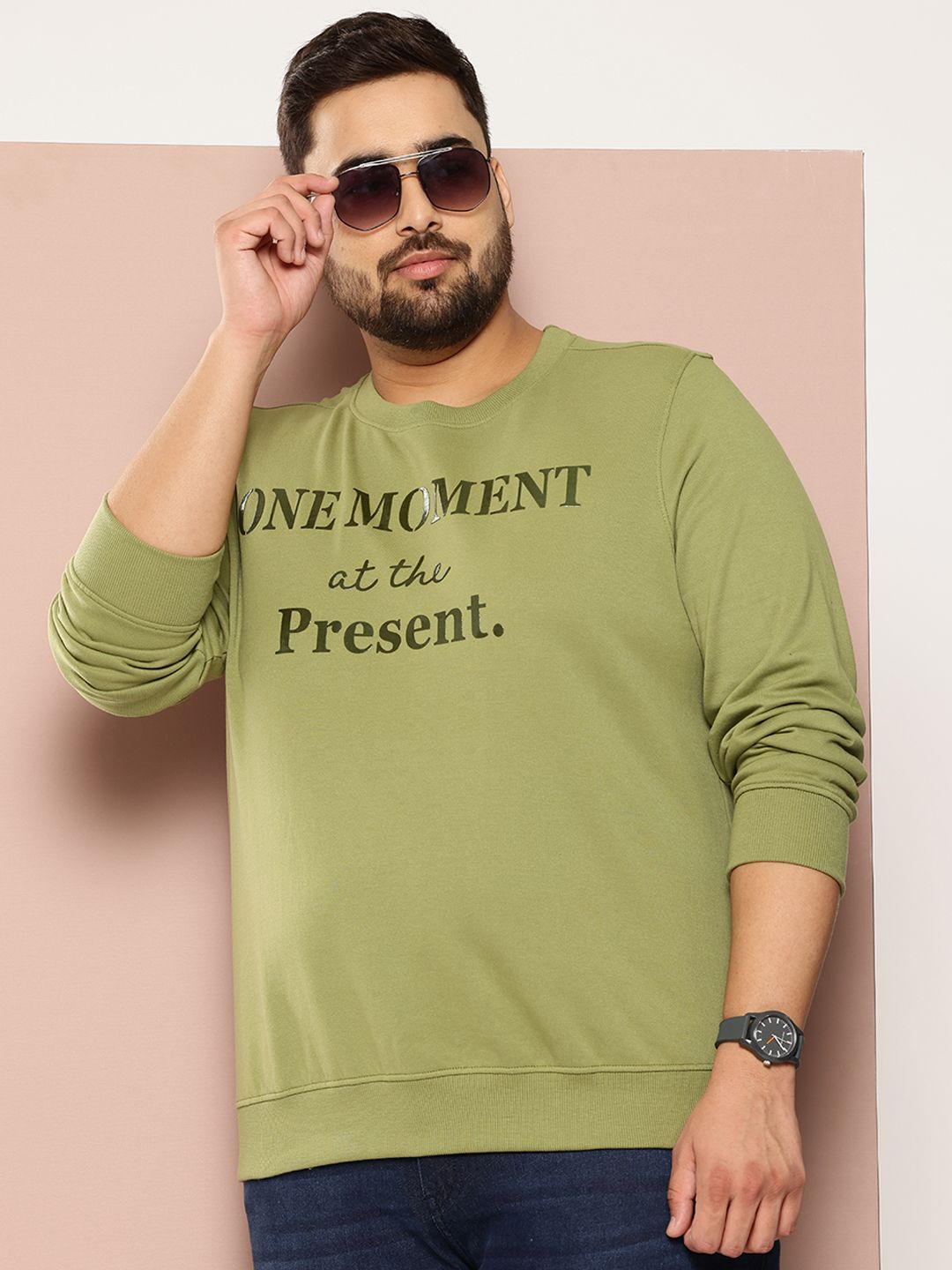 Sztori Plus Size Typography Printed Sweatshirt
