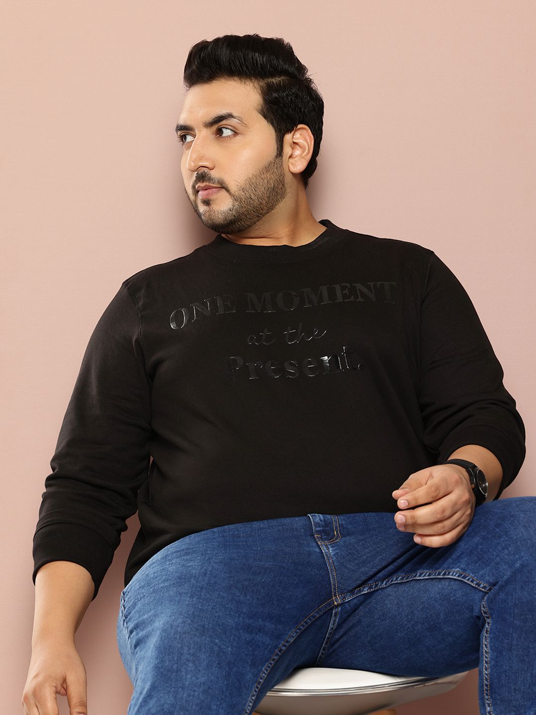 Sztori Plus Size Typography Printed Sweatshirt