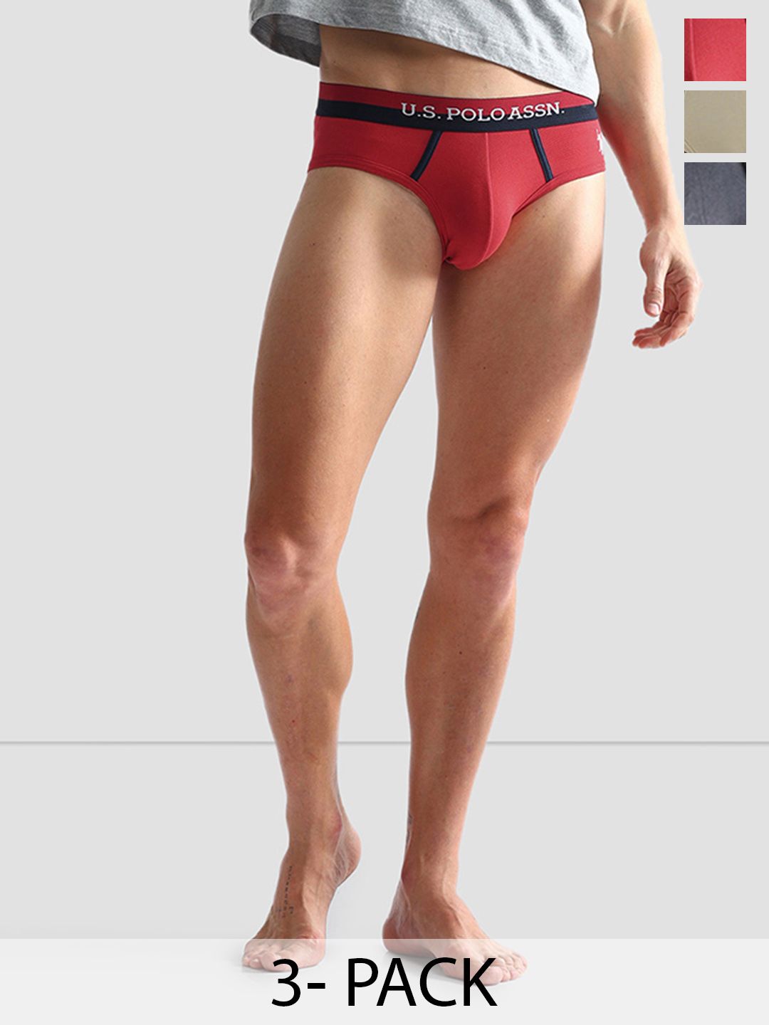U.S. Polo Assn. Pack Of 3 Anti Microbial Basic Briefs OEB07-RCG-P3