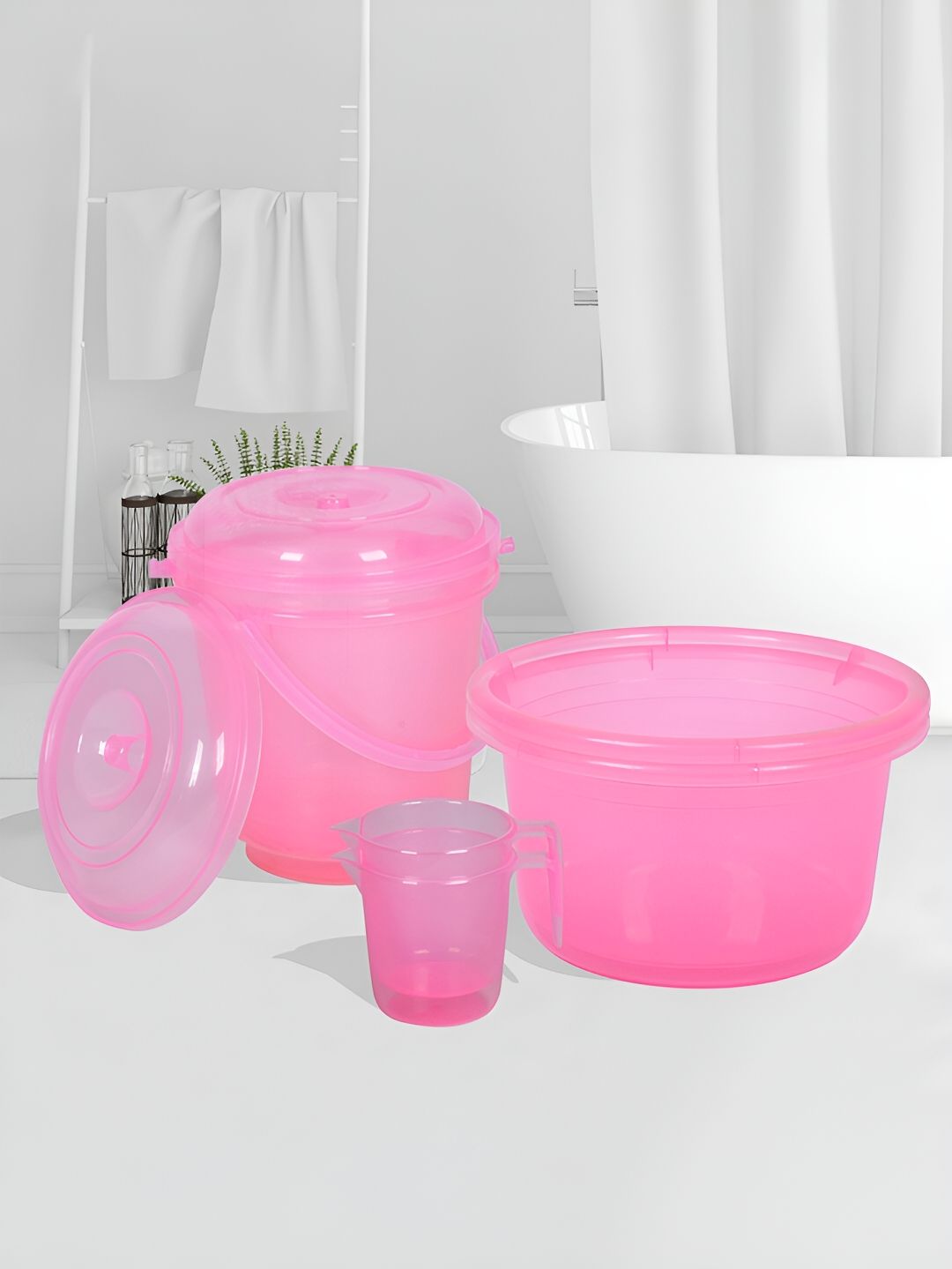 Kuber Industries Pink 6 Piece Bath Accessories Set