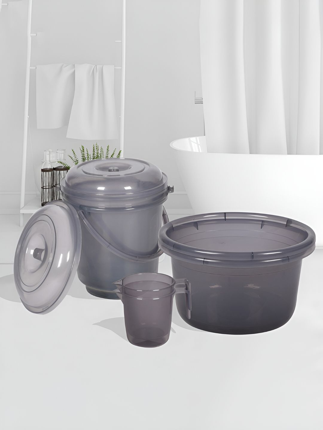 Kuber Industries Grey 6Pcs Classic Bath Accessories Set