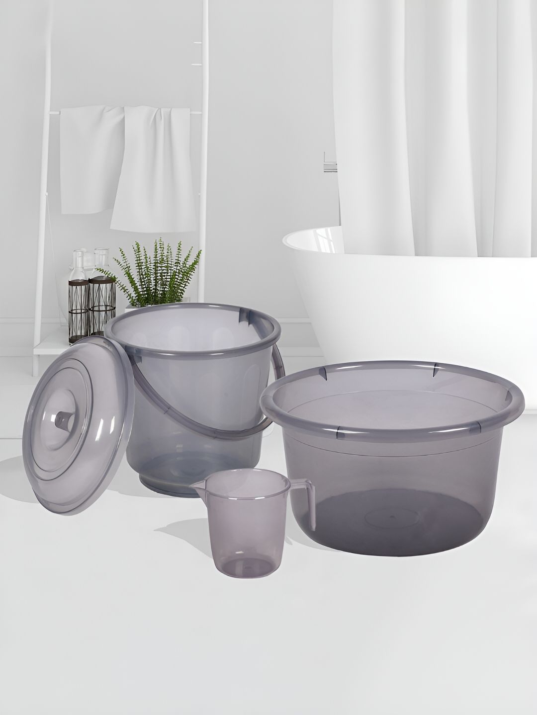 Kuber Industries Grey 3Pcs Classic  Bath Accessories Set