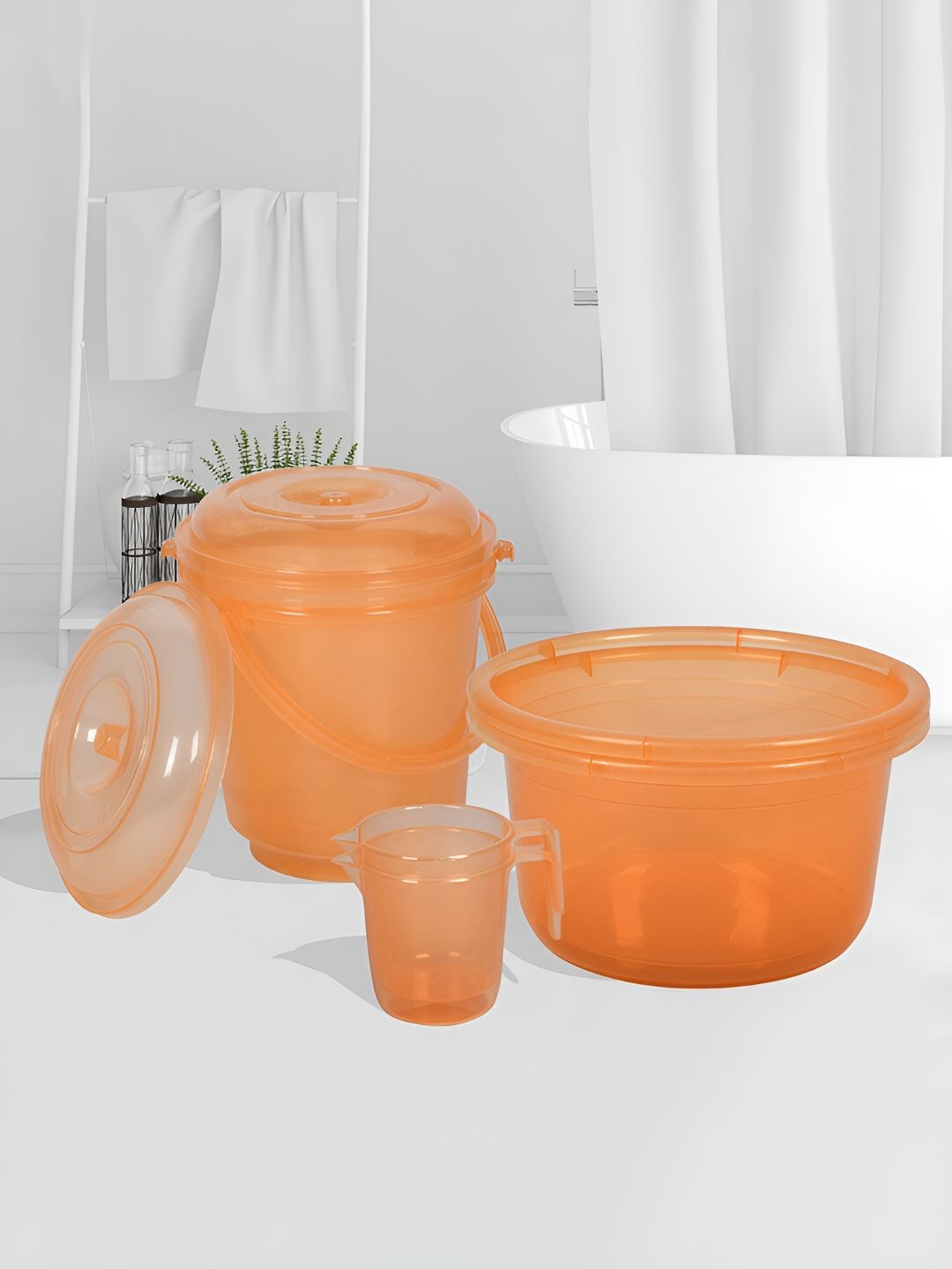 Kuber Industries Orange 6 Piece Bath Accessories Set