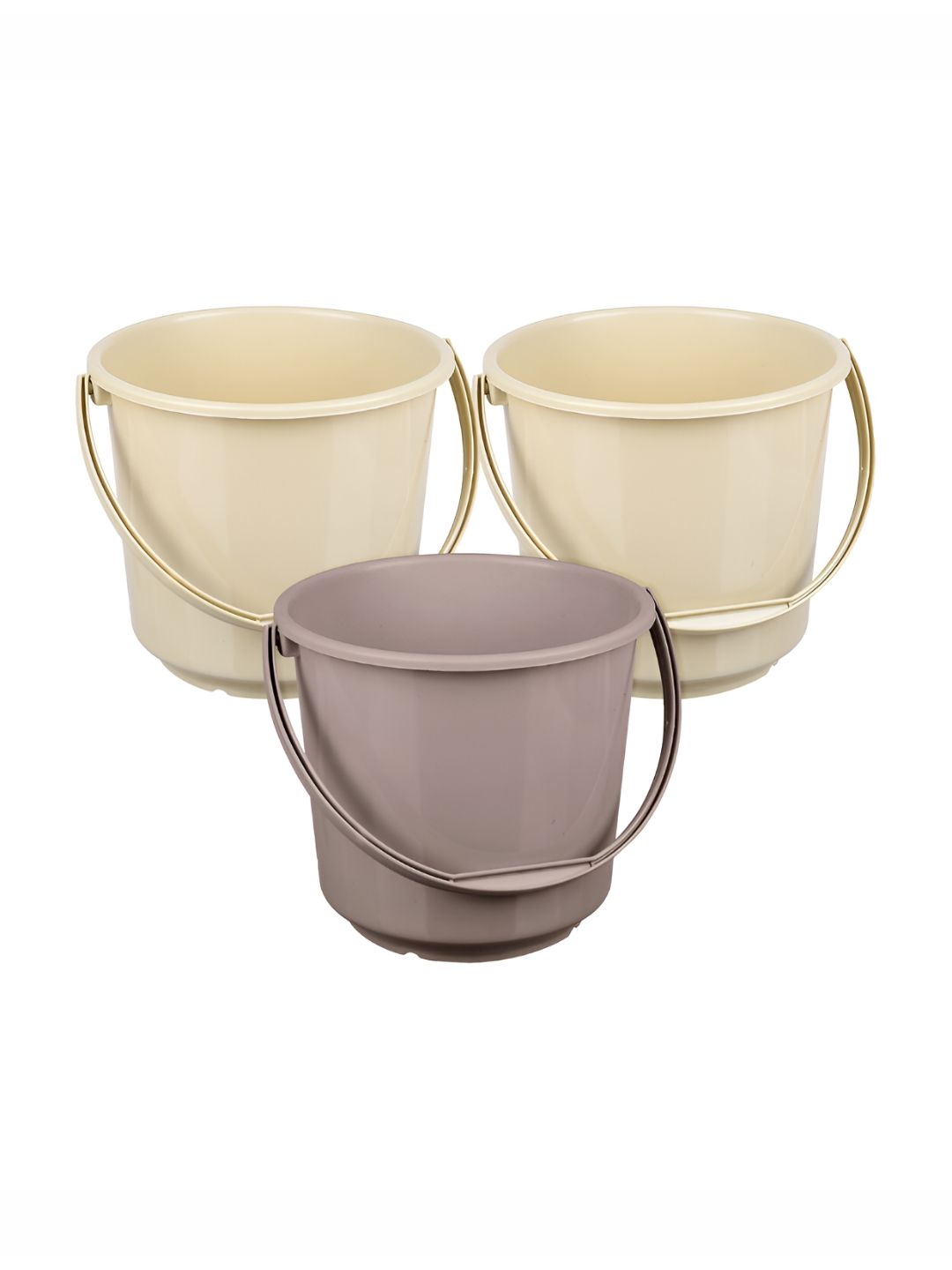 Kuber Industries Beige & Brown 3 Piece Buckets