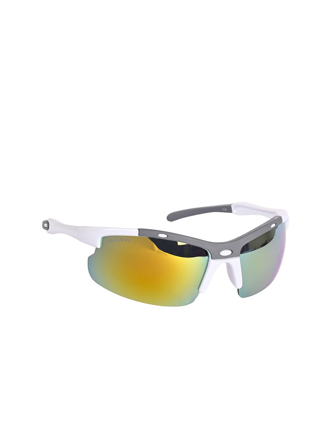 NuVew Unisex Sports Sunglasses with UV Protected Lens ES_16600-34-NW-9142-fGLD-WHGY-SPWA