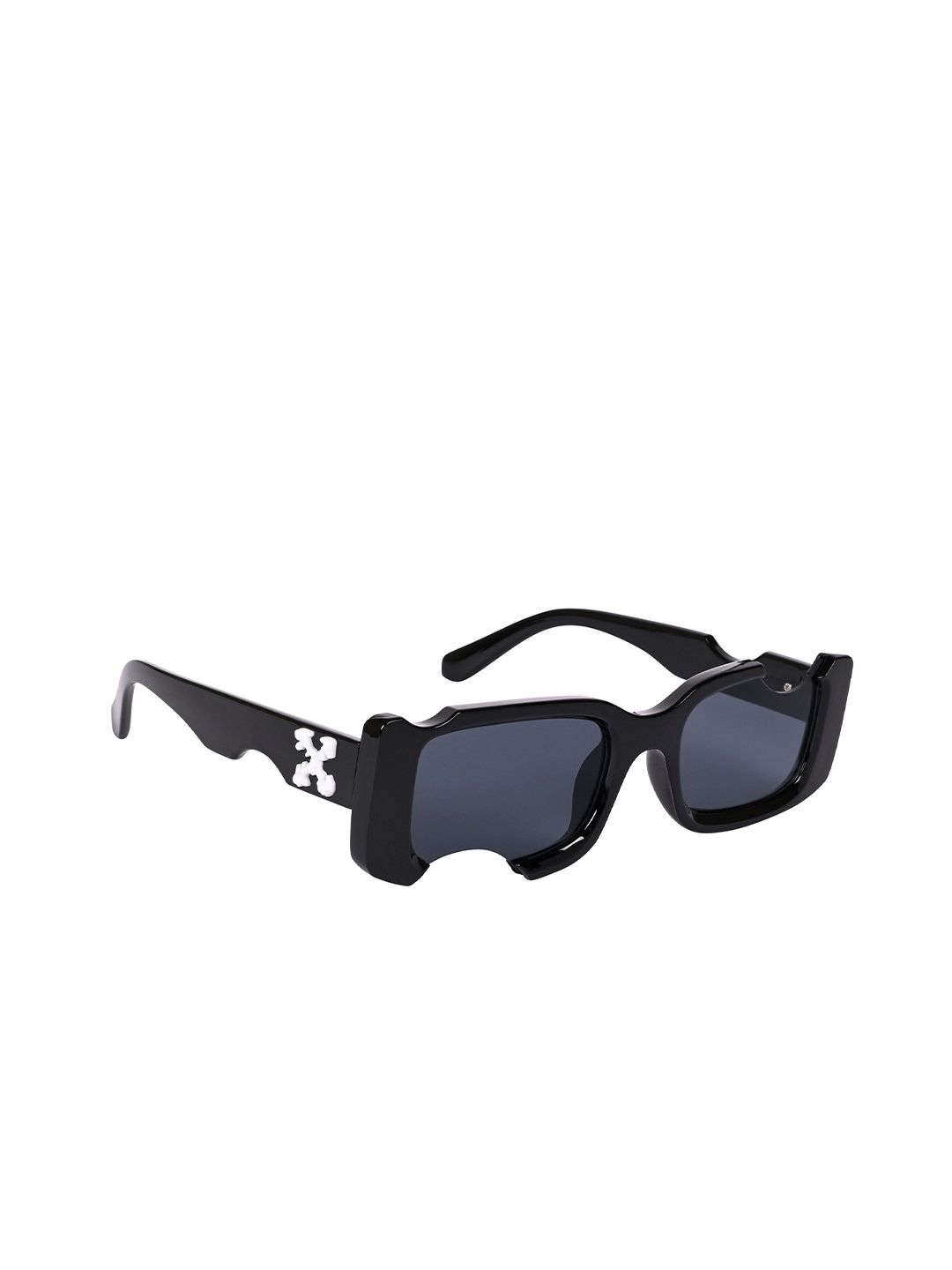 NuVew Unisex Rectangle Sunglasses with UV Protected Lens ES_15621-32-NW-Apple-BLK-BKWH-RT