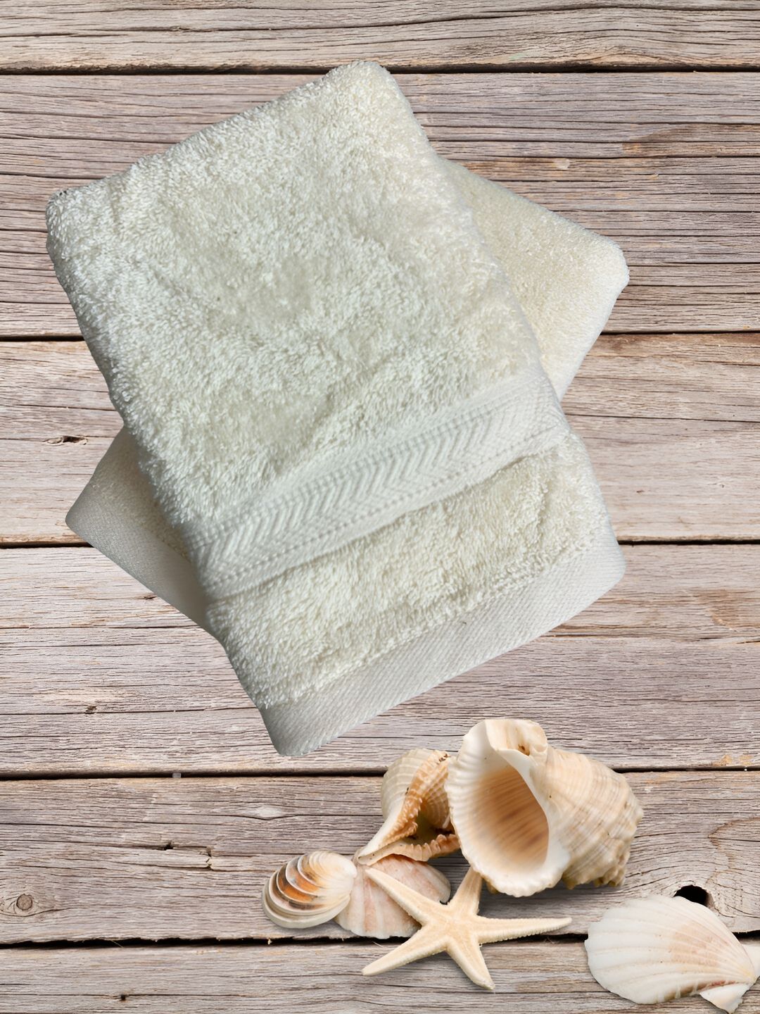 GAB Off-White 2 Pieces 500 GSM Pure Cotton Hand Towels