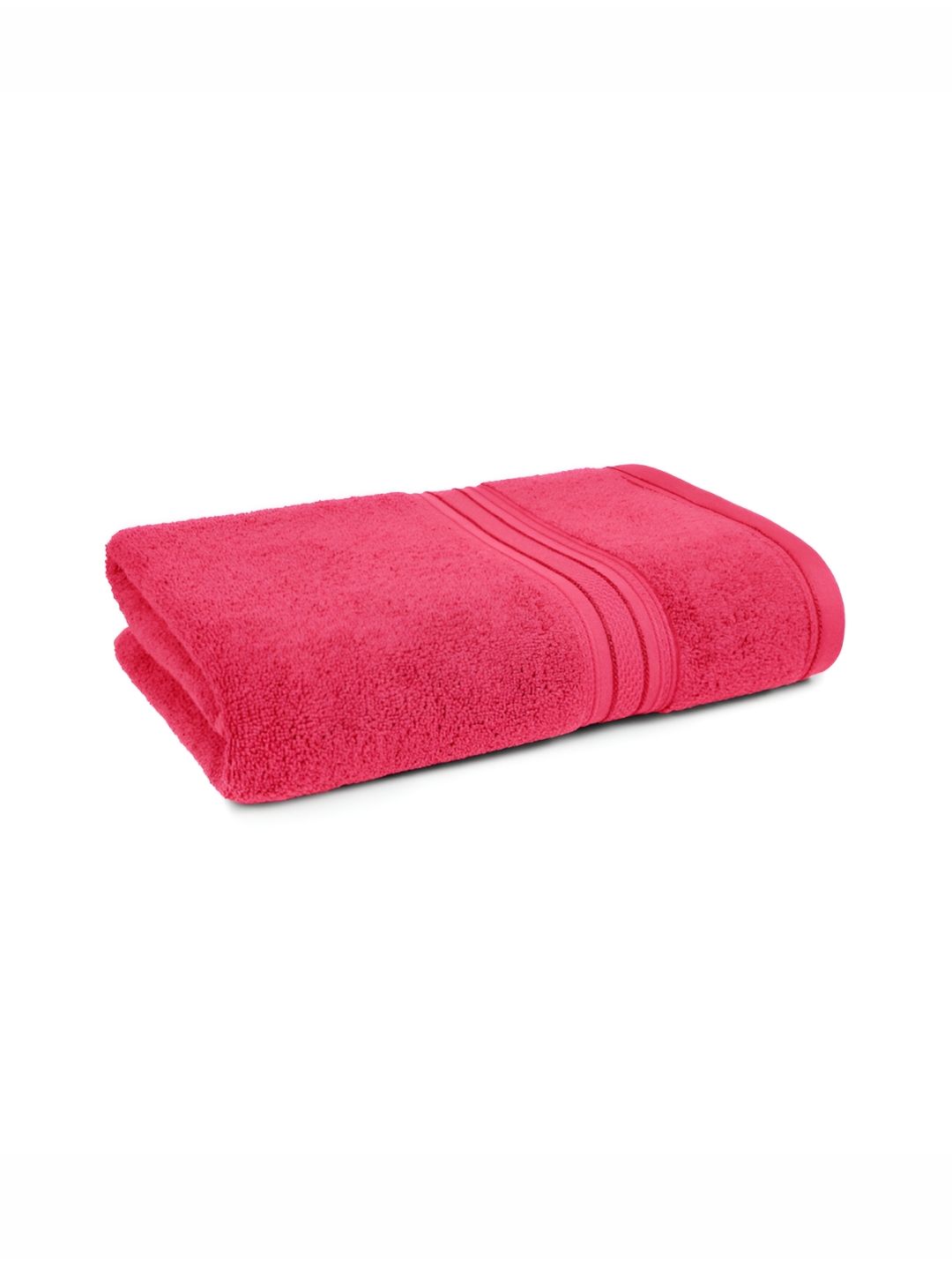 MYTRIDENT Pink Striped Cotton 500 GSM Bath Towel
