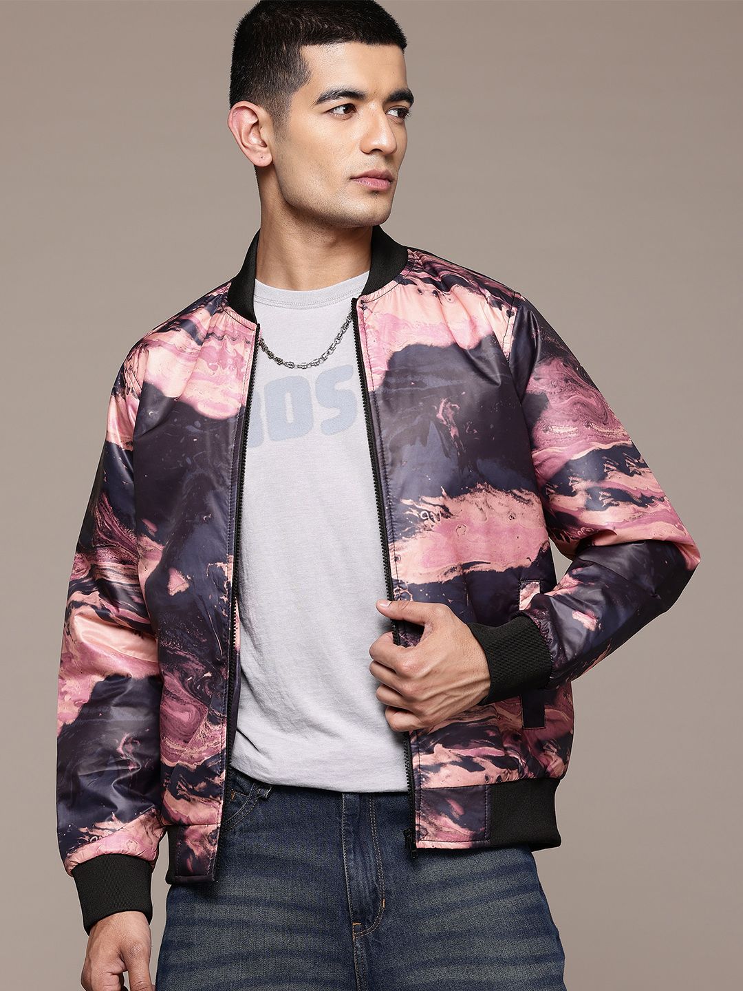 The Roadster Lifestyle Co. Abstract Print Bomber Jacket