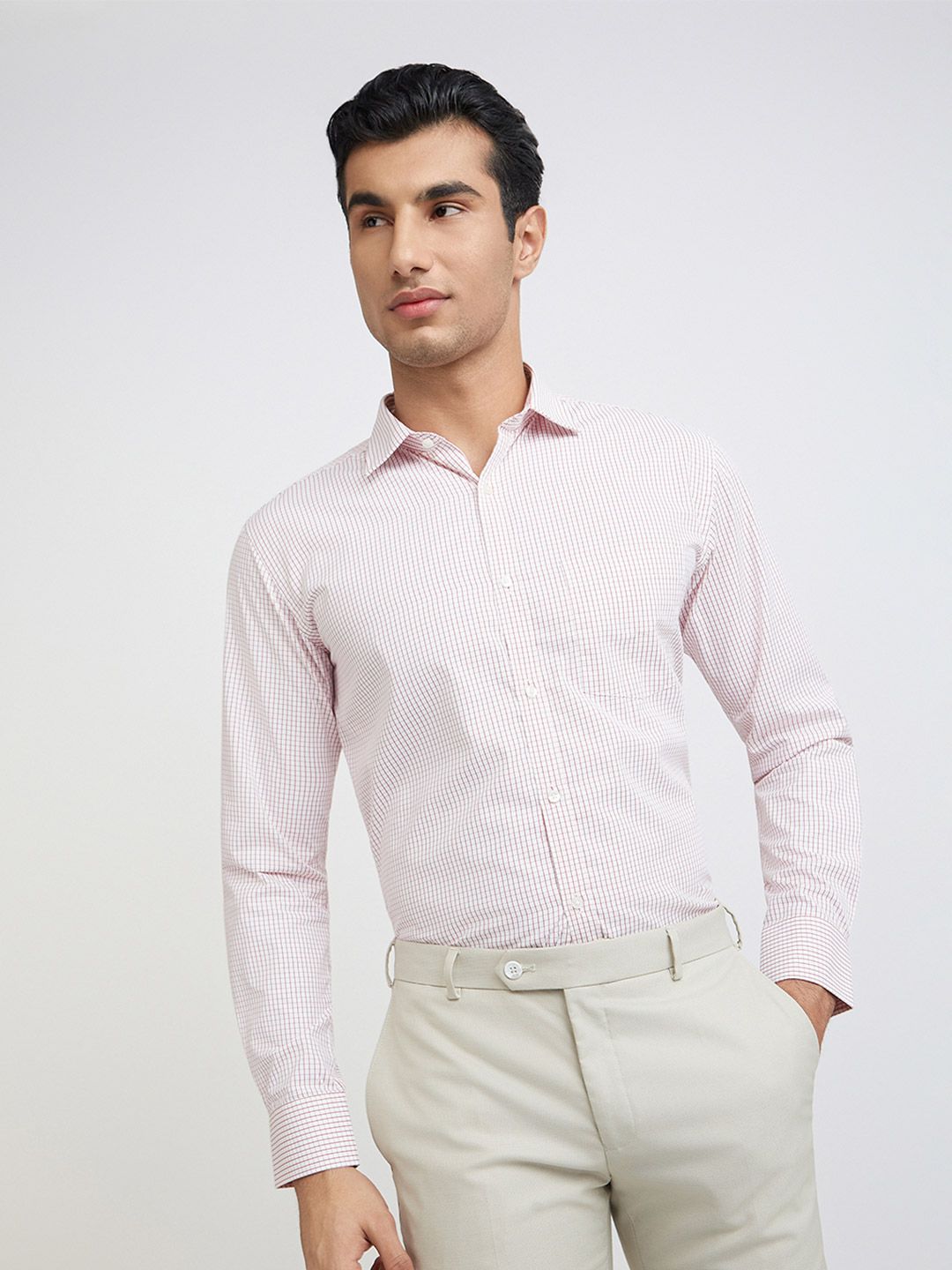 Park Avenue Checked Slim Fit Opaque Formal Shirt