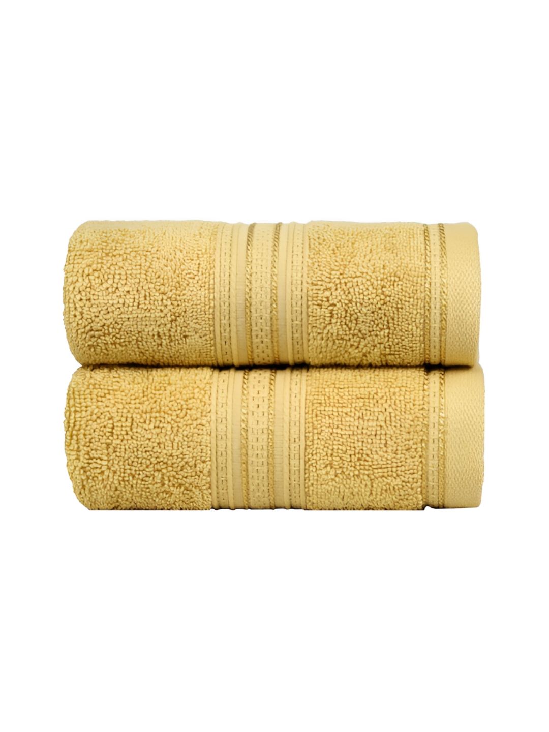 MYTRIDENT Classic Yellow 2 Pieces 525 GSM Pure Cotton Super Soft Hand Towels