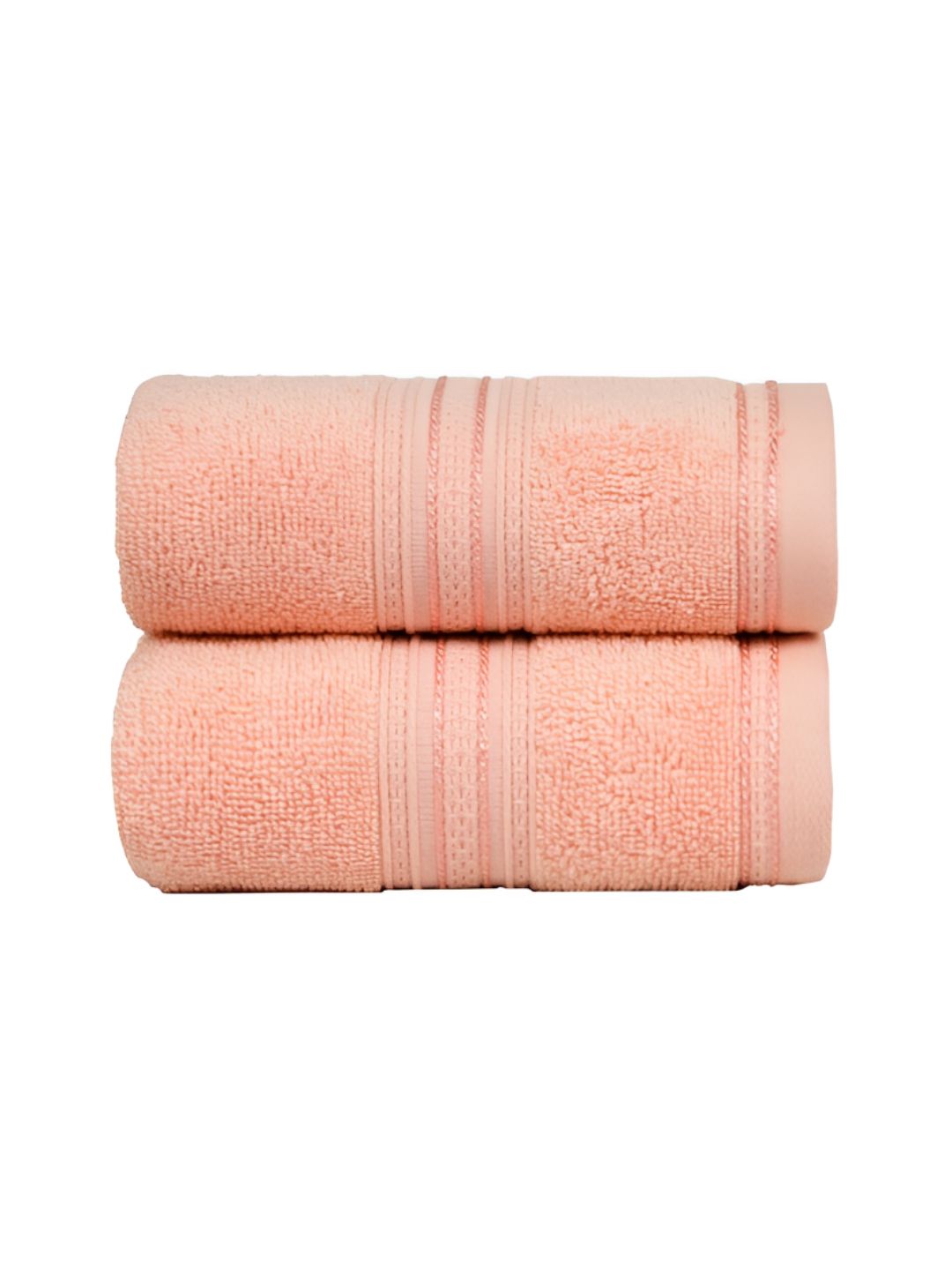 MYTRIDENT Classic 2 Pieces Peach Colored 525 GSM Pure Cotton Super Soft Hand Towels