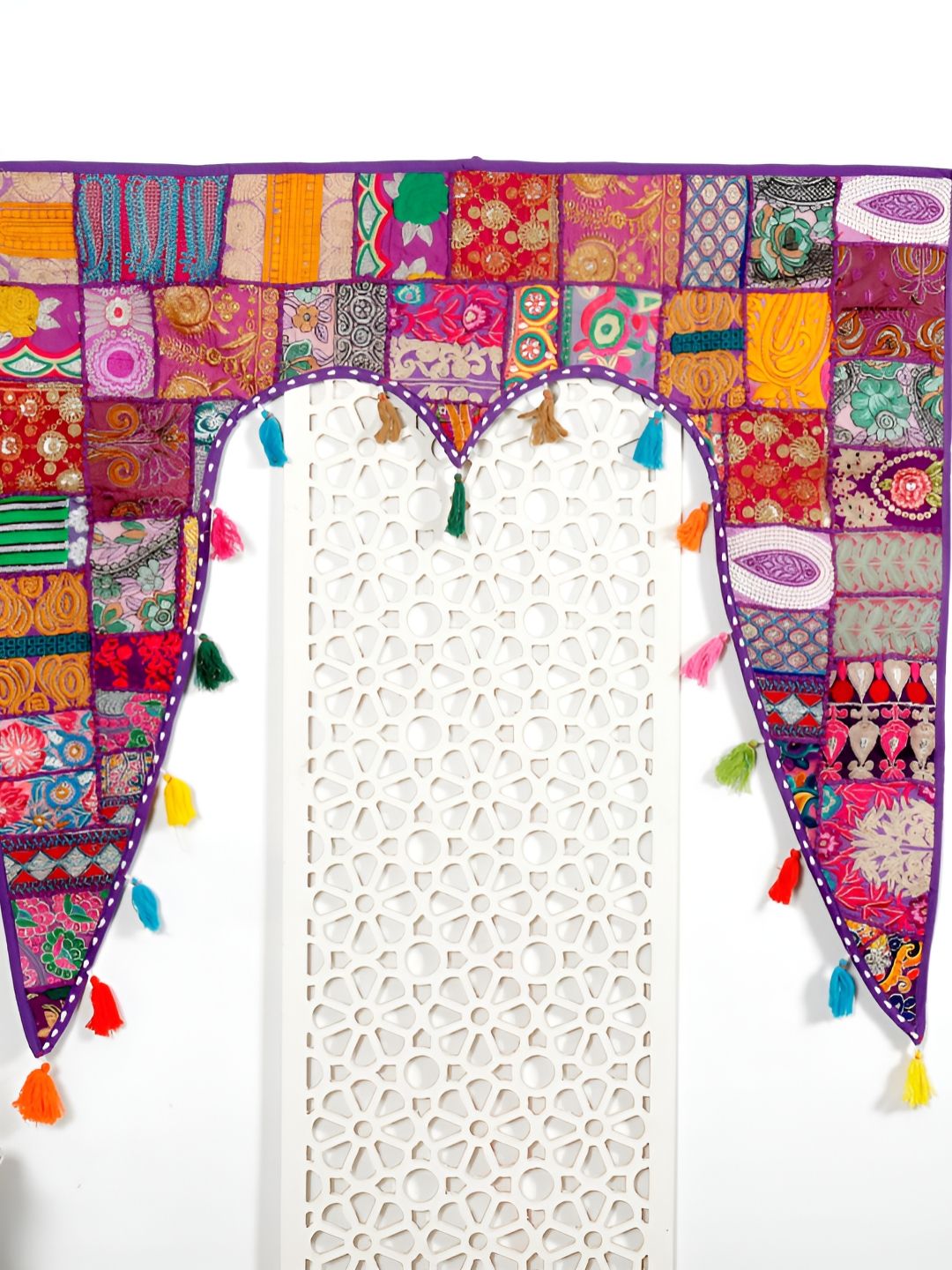 HANDICRAFT PALACE Purple & Red Patchwork Embroidered Hanging Toran