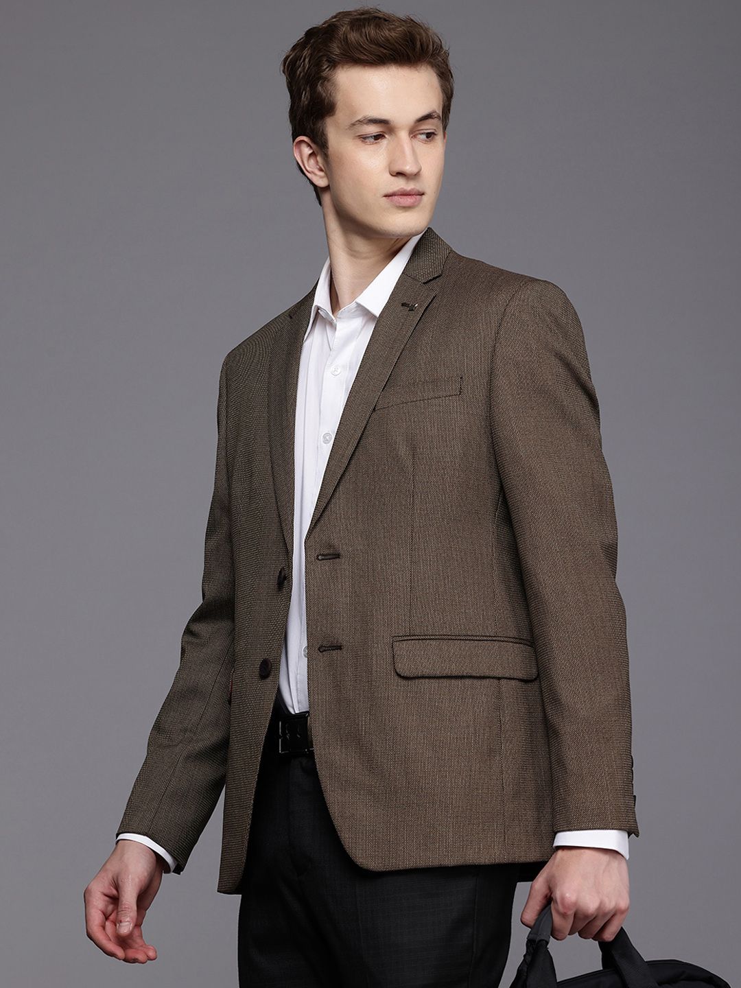 Louis Philippe Slim Fit Notched Lapel Collar Single Breasted Formal Blazer