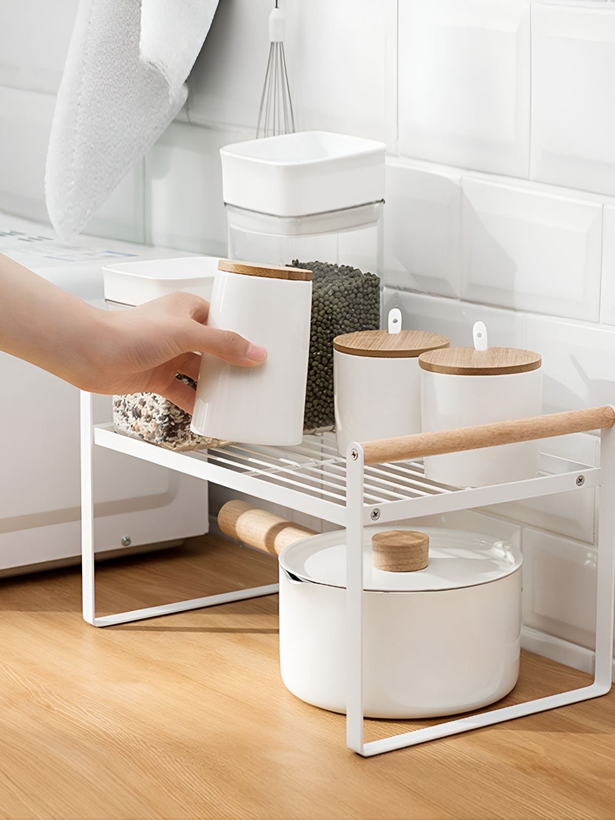 Arhat Organizers White Metal  Regular Stylish Table Riser Organiser