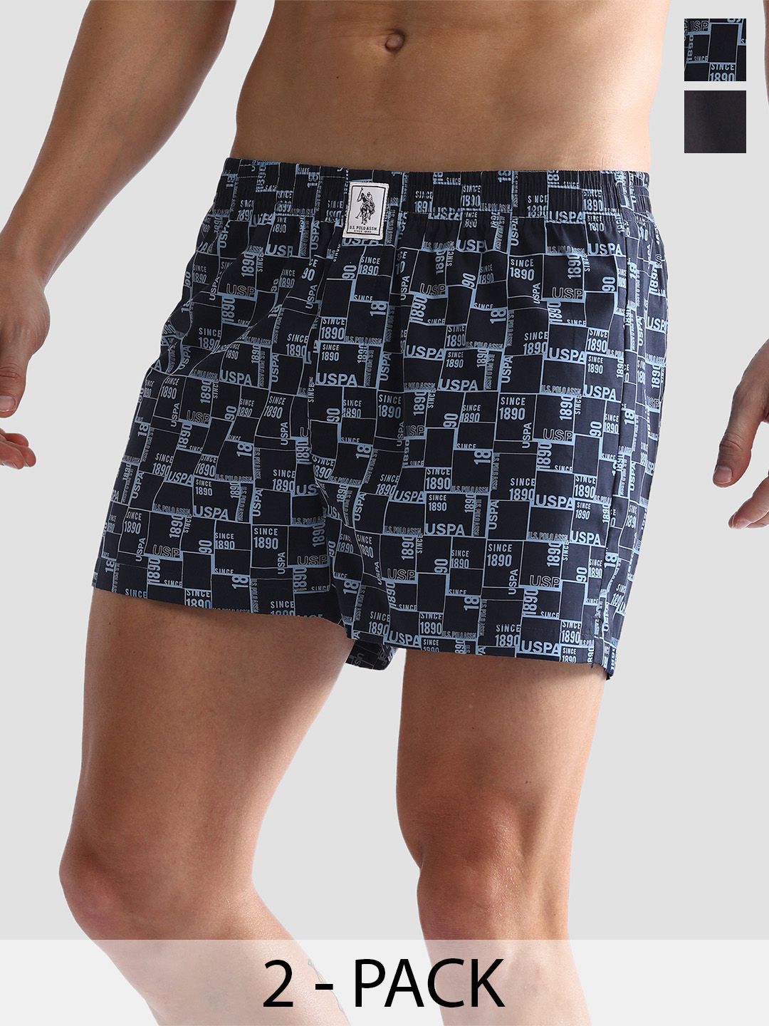 U.S. Polo Assn. Pack Of 2 Mid Rise Soft Cotton Boxers OEX02-NG0-P2