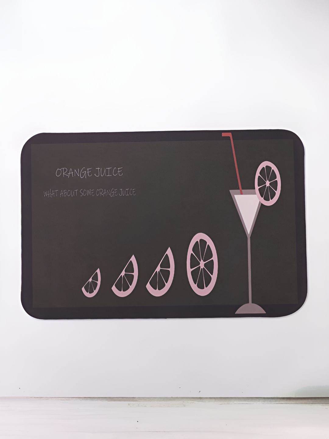 UMAI Black Printed 240 GSM Anti-Skid Bath Mat