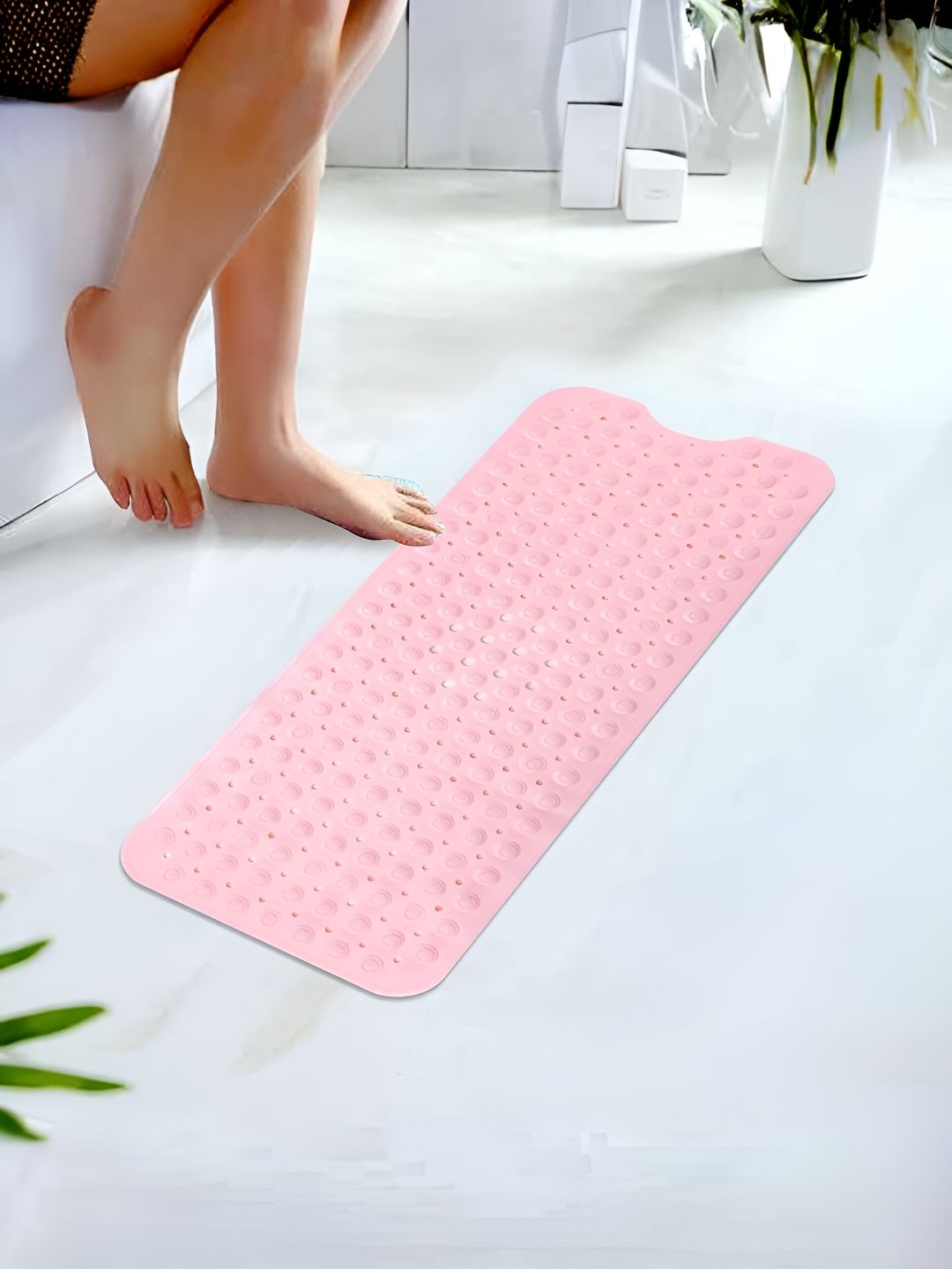 UMAI Pink Textured 240 GSM Anti-Skid Bath Mat