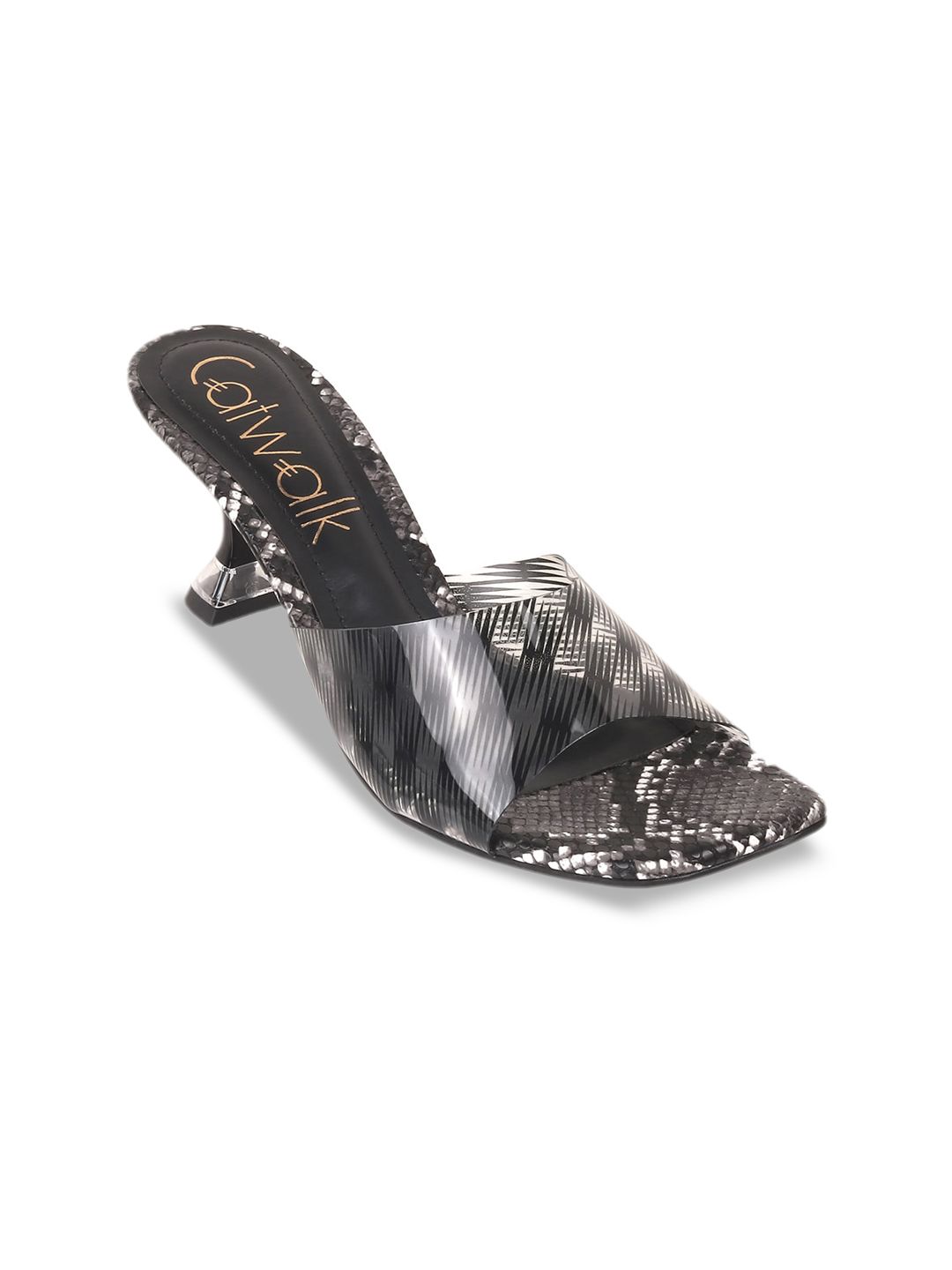 Catwalk Printed Open Toe Kitten Heels