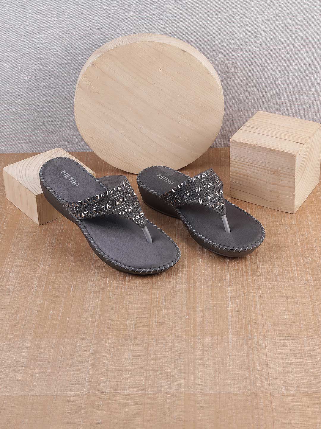 Metro Embellished Open Toe Comfort Heels