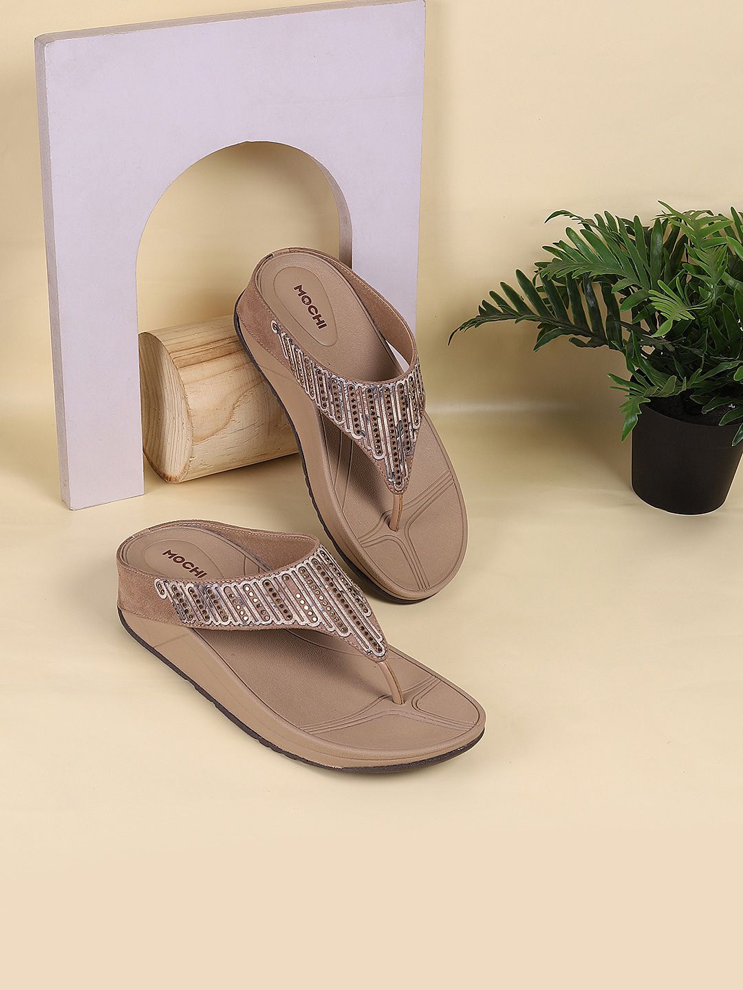 Mochi Mochi Embellished Open Toe Comfort Heels