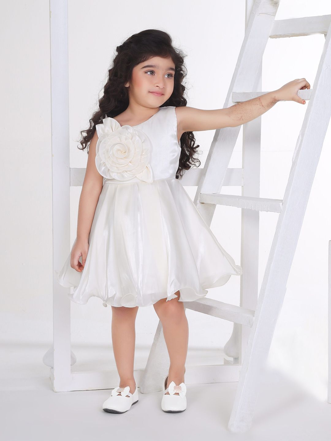 Peppermint Girls Round Neck Sleeveless Satin Fit & Flare Dress