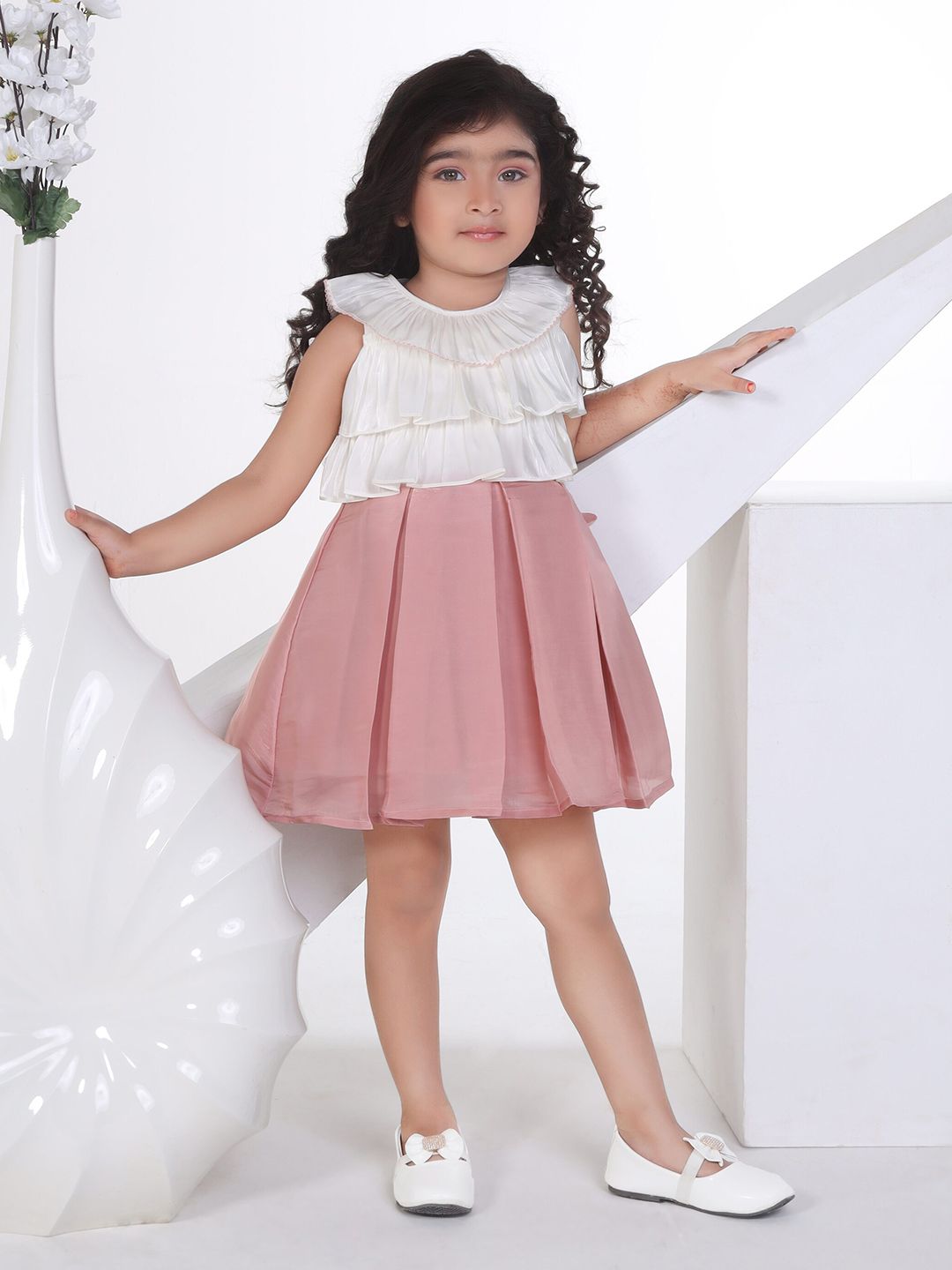 Peppermint Girls Round Neck Sleeveless Fit & Flare Dress