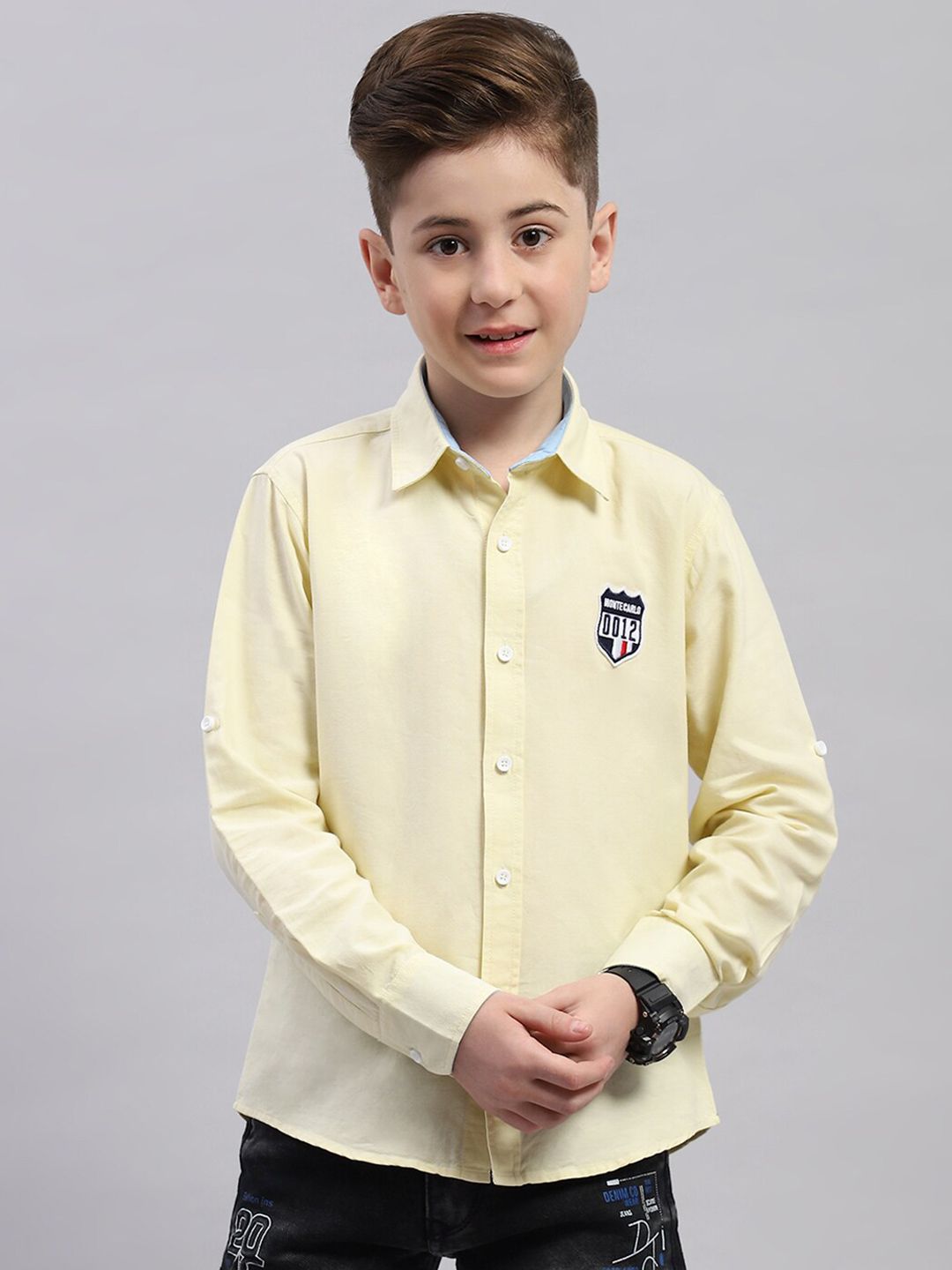 Monte Carlo Boys Spread Collar Cotton Casual Shirt