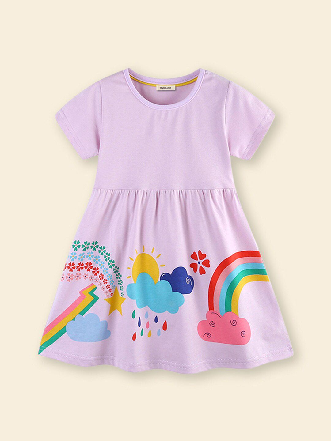 INCLUD Girls Graphic Print Fit & Flare Dress
