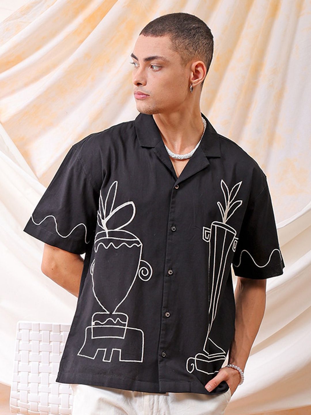 The Indian Garage Co Men Relaxed Fit Embroidery Resortwear Shirt